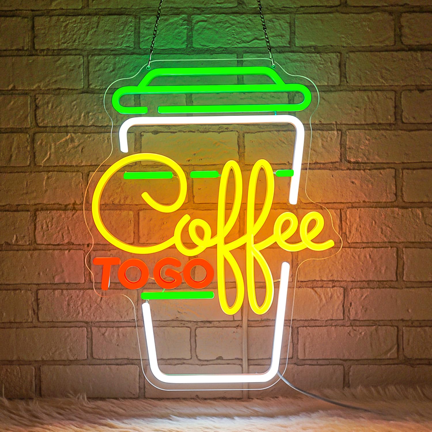 Lxmoneon Coffee To Go Neon Sign, Coffee Cup Neon Signs for Wall Decor, Dimmable LED Cafe Neon Light, USB Neon Sign Light Up for Takeaway Cafe Shop Bar Kitchen Restaurant — image 1