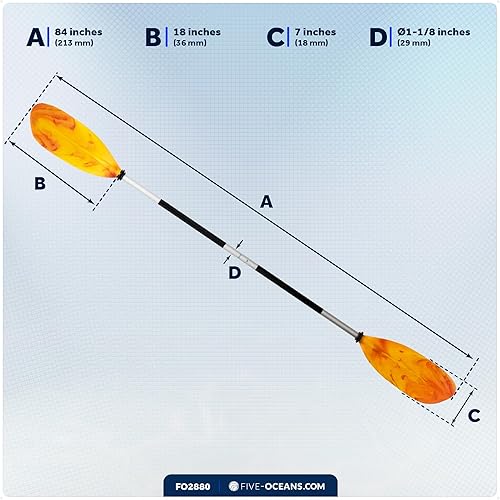 Miniatura 7 de Five Oceans Remas de kayak, pala de pesca de kayak de 84 a 7 pies, eje de aluminio desmontable de alta resistencia, cuchillas de fibra de vidrio