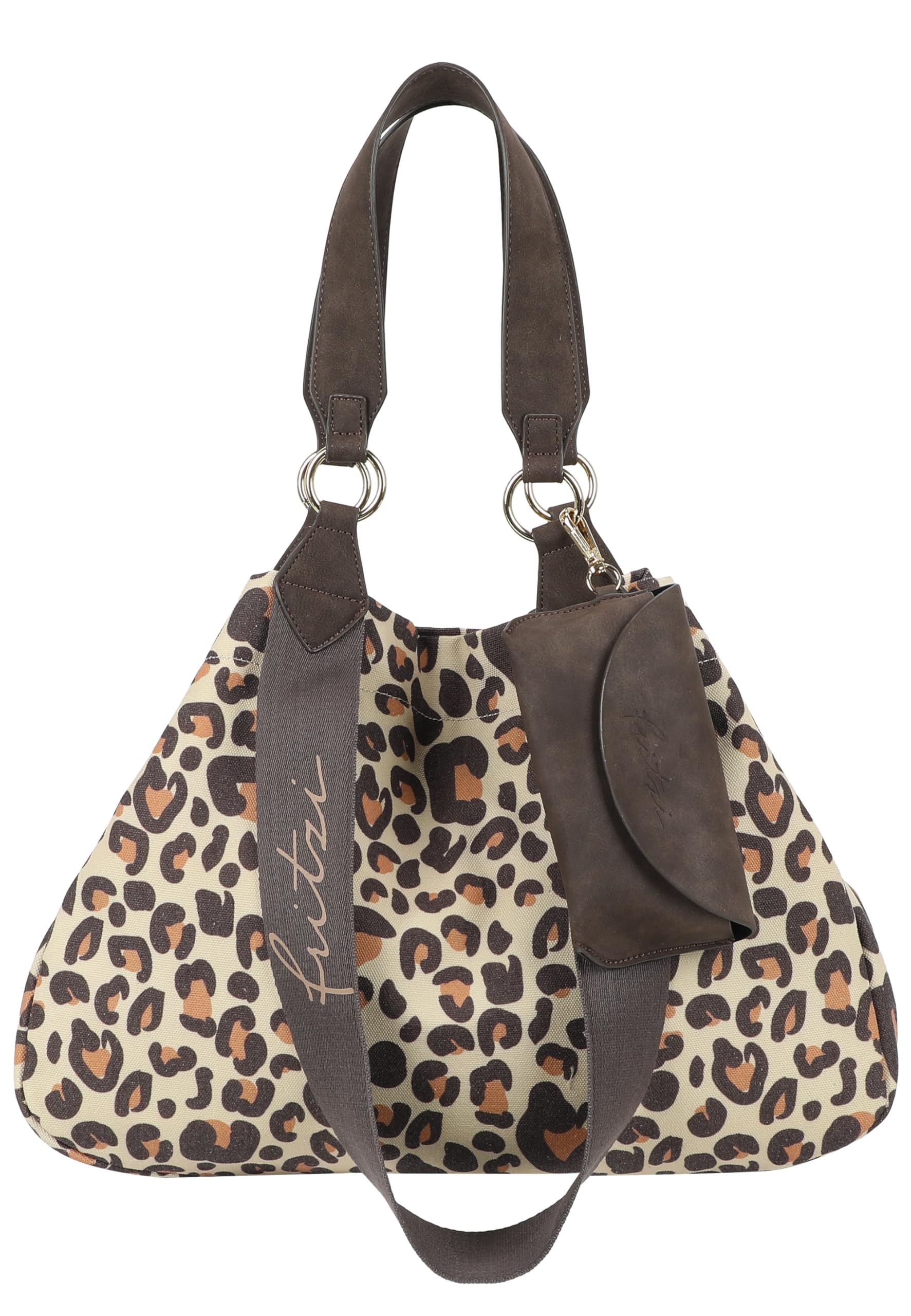 Fritzi Izzy Medium Limited Leo Camel Shopper Damen Schultertasche Handtasche Freizeit Alltag Magnetverschluss Canvas 39 x 42 x 15 cm, Camel