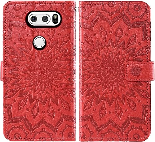 Miniatura 5 de Funda de teléfono para LG V35 ThinQ V30 Plus con protector de pantalla de vidrio templado y cubierta de cuero con tapa para tarjetero, soporte para
