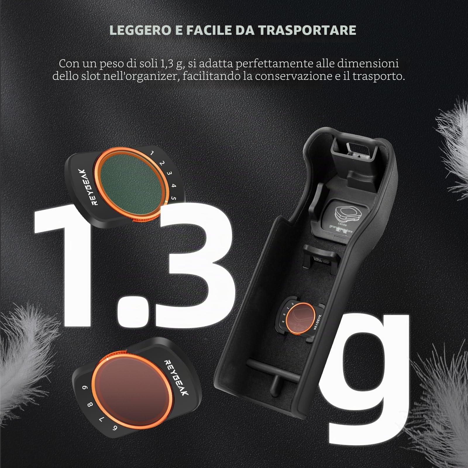 REYGEAK Osmo Pocket 3 Kit filtri VND variabile ND 2-32 (1-5 stop) e ND 64-512 (6-9 stop) compatibile con DJI Osmo Pocket 3, telaio in lega di alluminio