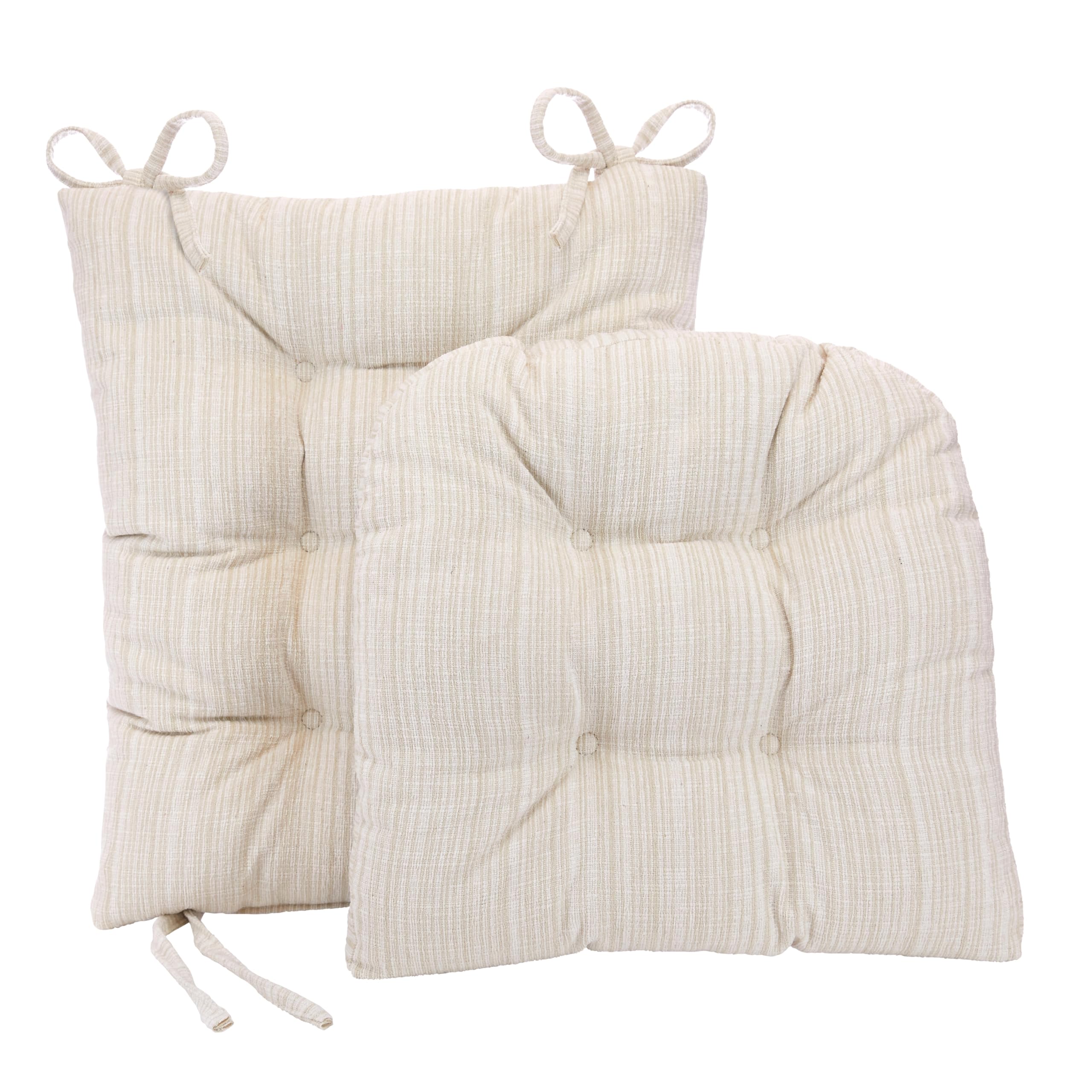 Klear Vu Twill Jumbo XL Non-Slip Rocking Chair Cushion Thick, Includes Seat Pad & Back Pillow with Ties for Indoor Living Room Rocker, 17x17 Inches, 2 Piece Set, Cream 2 Count