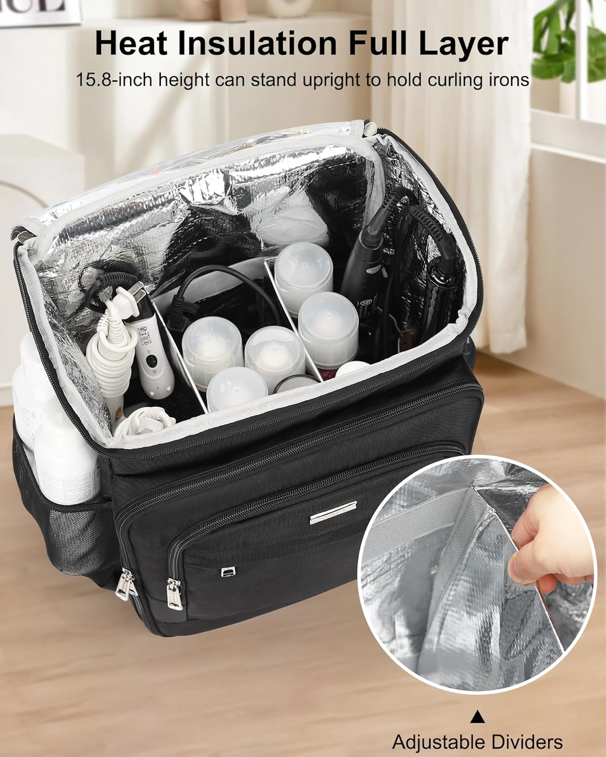 Relavel Barber Bag, Hair Tools Travel Bag, Barber Cases for Clippers and Supplies, Hairstylist Backpack Hairdresser Cosmetology Case for Hair Cutting Tools, Hair Salon Hairdresser Must Haves, Black