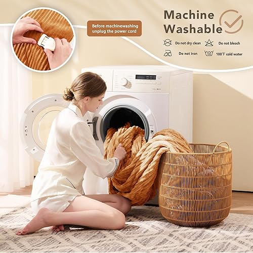 Vista 227 de Homemate Manta térmica eléctrica de 50 x 60 pulgadas, manta térmica de 1/2/4/6/8 horas de apagado automático, 10 niveles de calor, protección contra