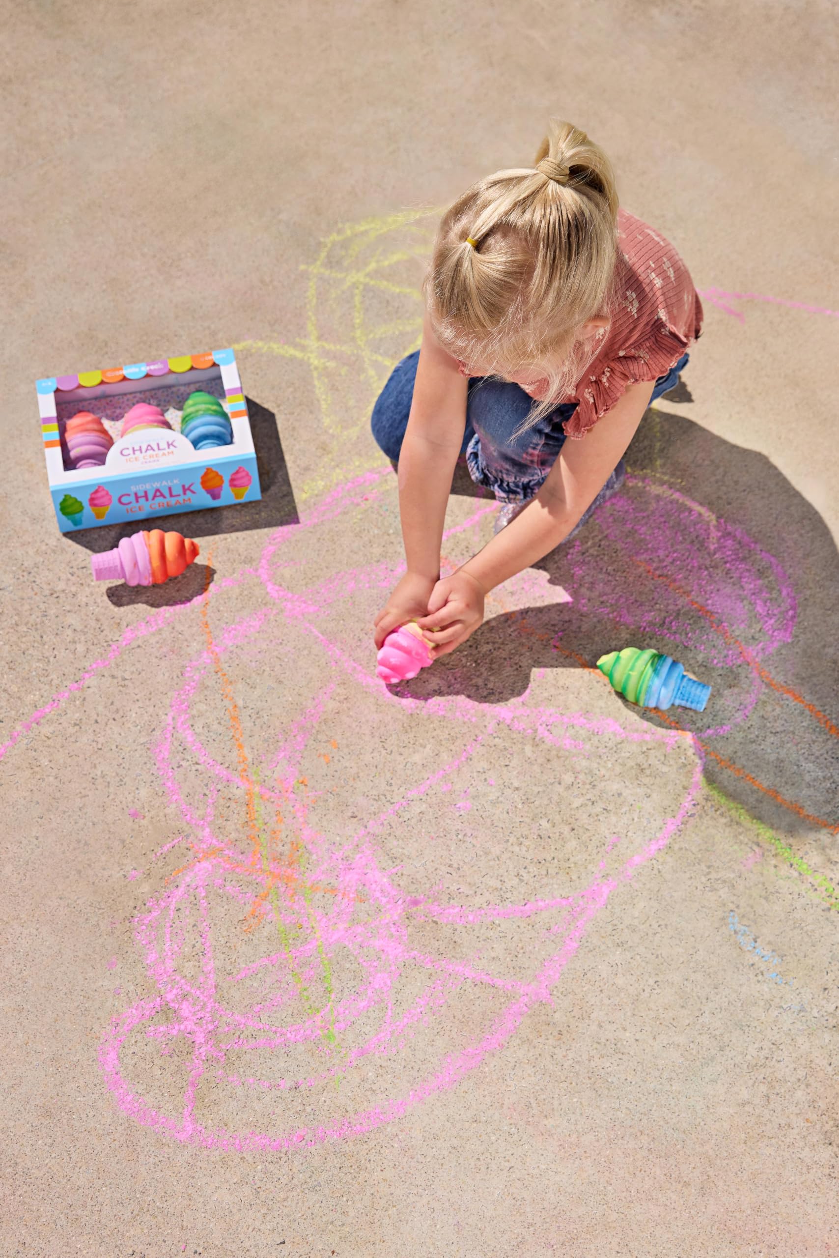 Crocodile Creek Gesso da marciapiede, set artistico per bambini dai 3 anni in su, incoraggia la creatività, il divertimento e il gioco all'aperto, giocattoli ideali per il parco giochi, include 3