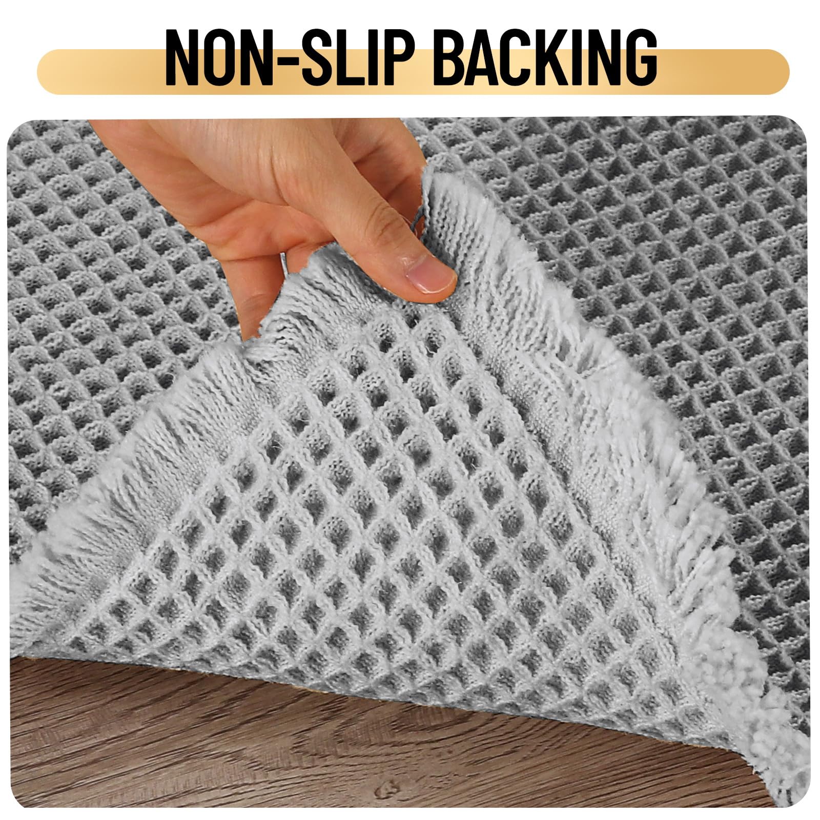 Tapis de bain antidérapant et anti-moisissure gaufré - 40 x 60 cm - Gris clair - Lavable en machine - Super absorbant et extra doux - Confortable