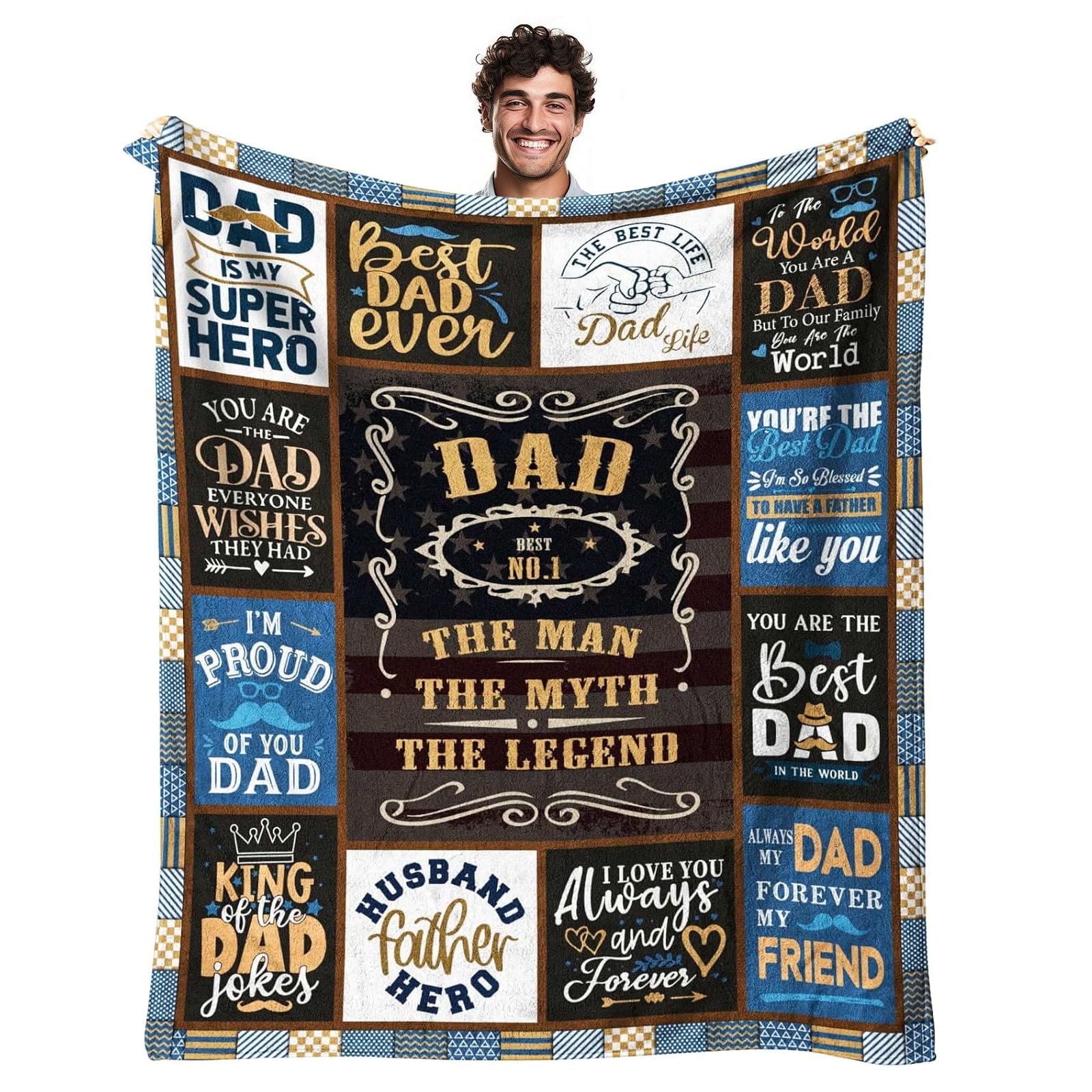 Dad Gifts Blanket,150x130cm, Soft Flannel Blanket Throw, Birthday Present for Daddy from Daughter Son Throw, Birthday Gift for Dad, Best Father Gifts, Present for Father’s Day, Christmas,Birthday