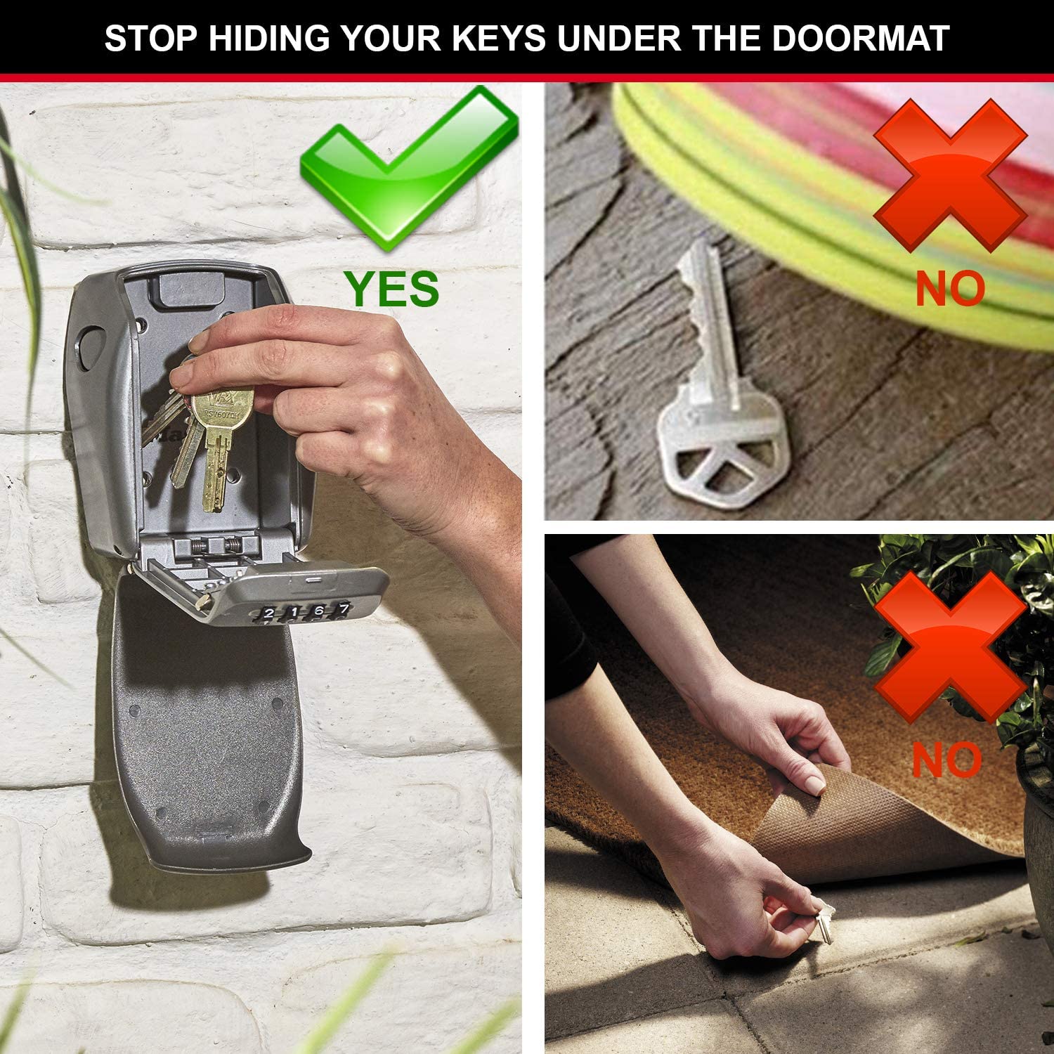 Master Lock Boite à Clés Sécurisée + Câble Rétractable [Produit certifié] [Fixation Murale] - 5415EURD - Select Access Partagez Vos Clés en Toute Sécurité