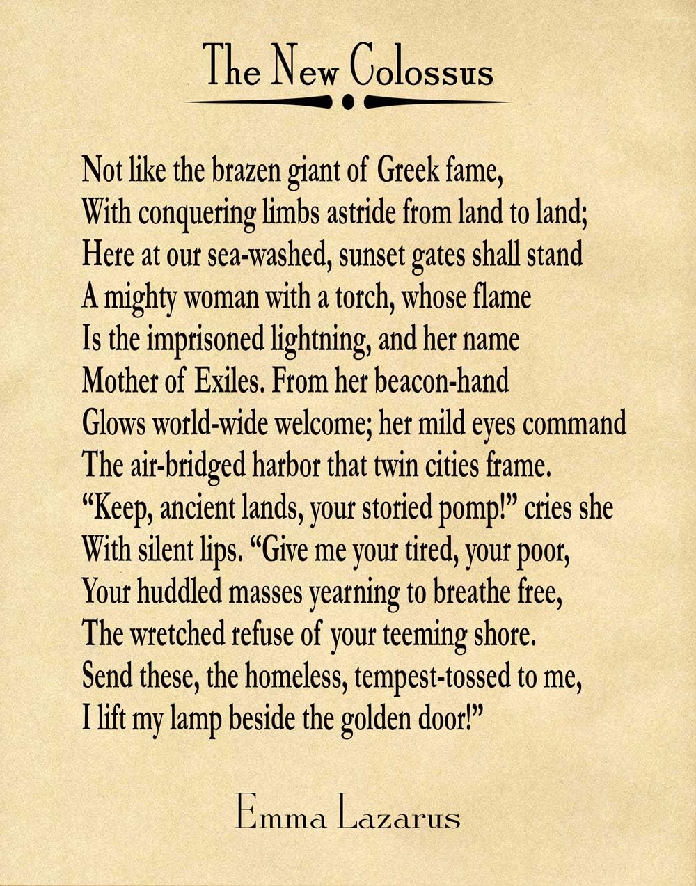 The New Colossus Paraphrase Amazon.com: Wallbuddy The New Colossus Poem by Emma Lazarus (50cm x