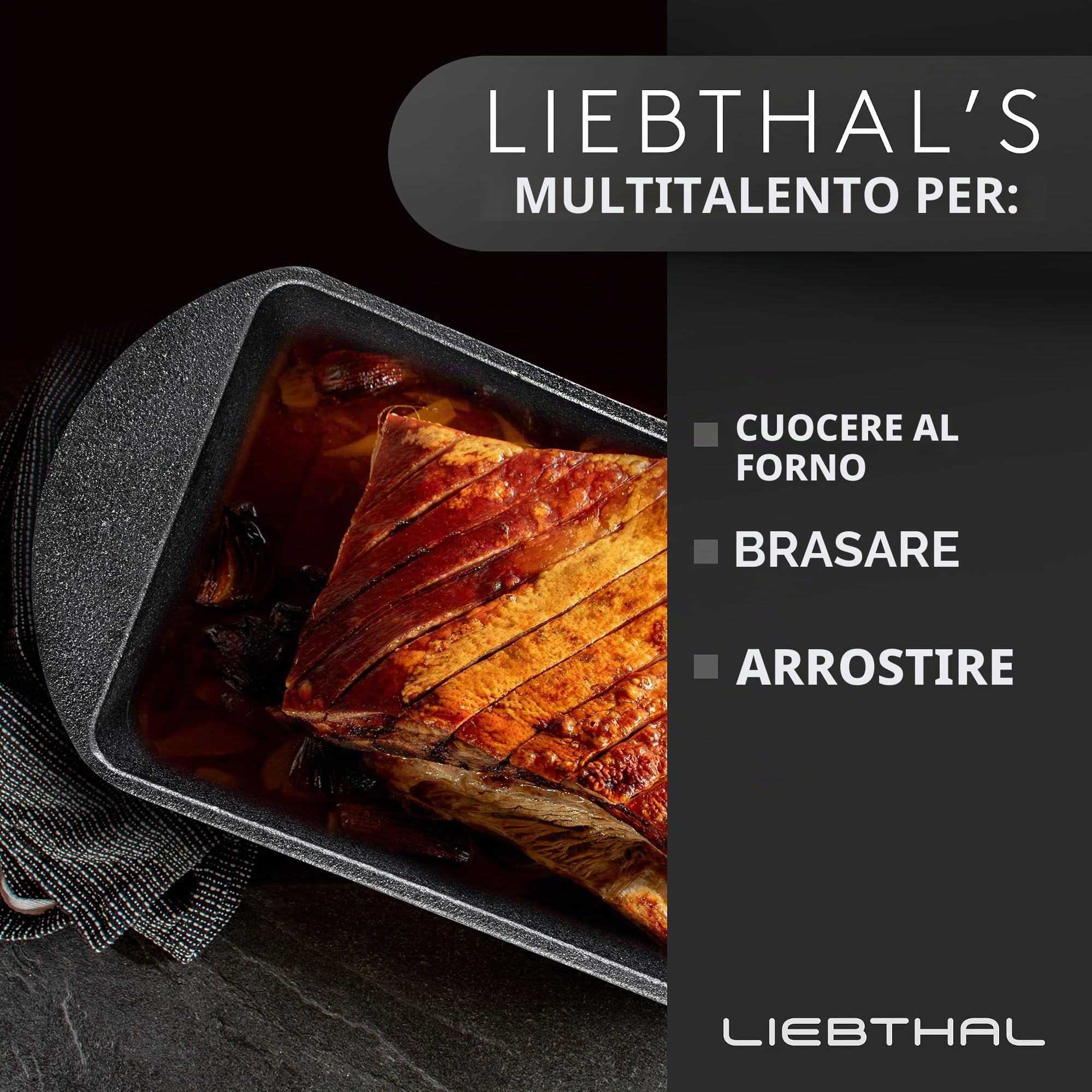 LIEBTHAL Stampo per pane con coperchio, inserto in silicone antiaderente perfetto, pentola in ghisa pre-stagionata, 3,5 l, stampo per pane per arrostire, cuocere e brasare
