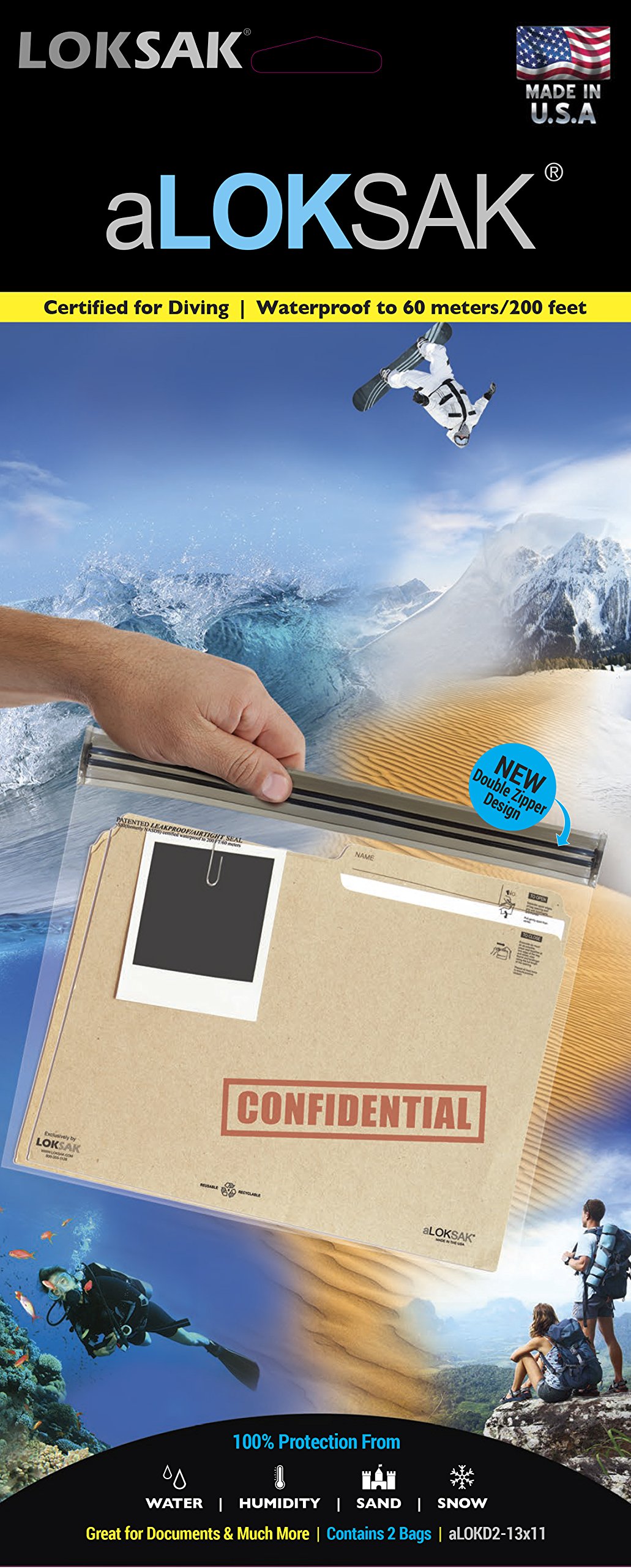 LOKSAKaLokSak Waterproof Storage Bags 13x11" - 2-Pack