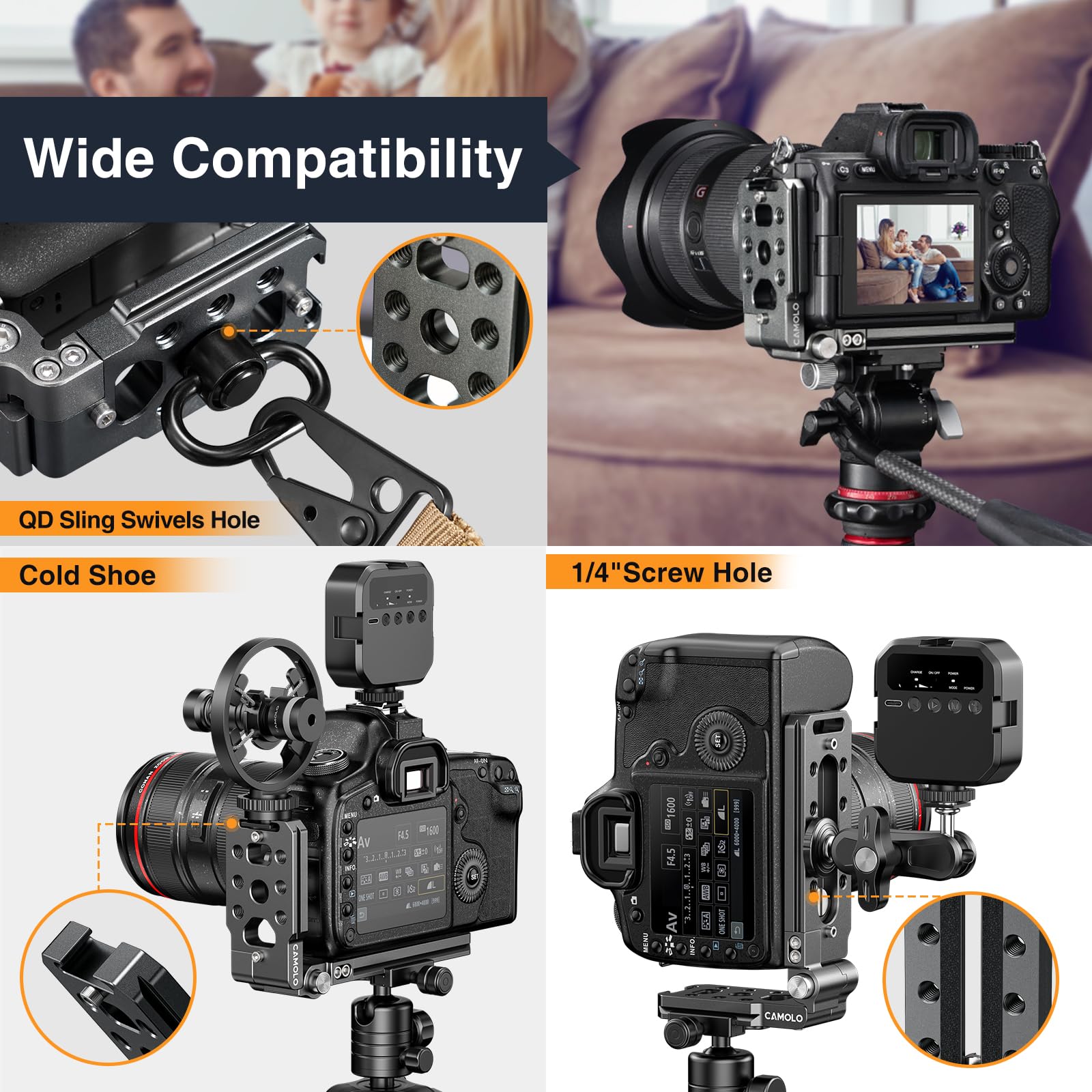 LEFTFOTO Y-Shaped Lens Bracket,Telephoto Long Lens Support Bracket With Built-In Pulley,for Mirrorless Dslr Camera Movie Shoulder Rig With 15mm Rods, Height Adjustable