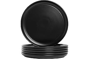 Exquisite Black Ceramic 10.5-Inch Dinner Plates, Set of Six