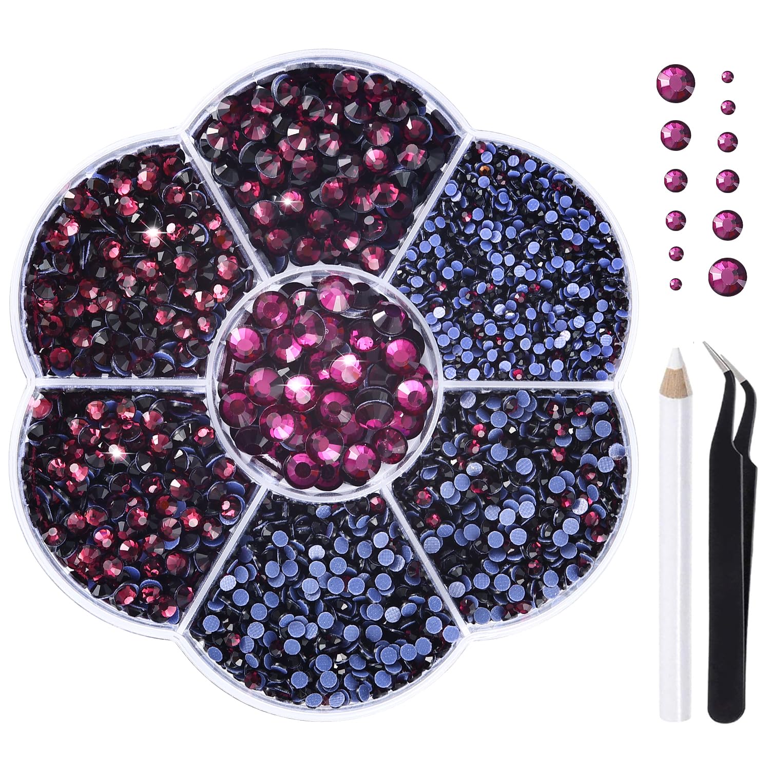 Liliume Hotfix Rhinestone Rhinestone 32 Colours 5 Sizes SS6-SS30 Rhinestone for Textile DIY Crafts in Dark Purple