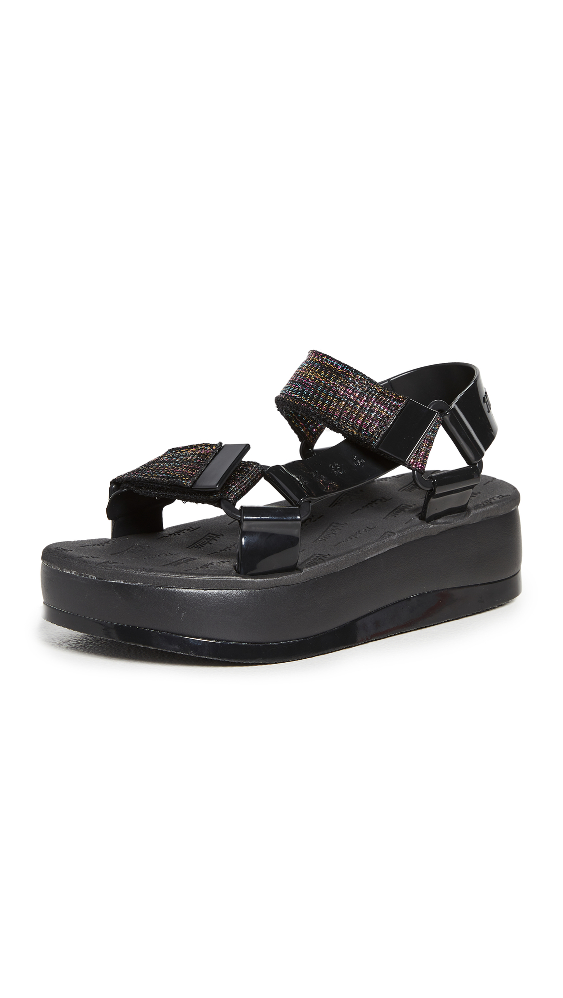 Melissa Women's Papete Platform Sandals, Black/Black, 5 Medium US