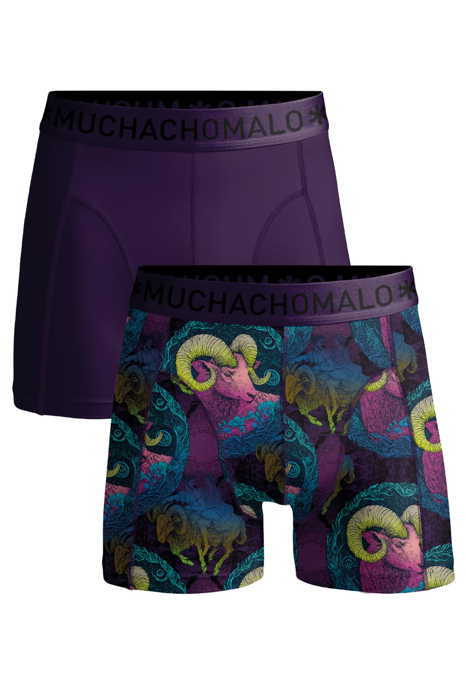 Muchachomalo Calzoncillos tipo bóxer para hombre, de algodón, paquete de 2 unidades, con estampado, ajuste clásico, con cintura elástica