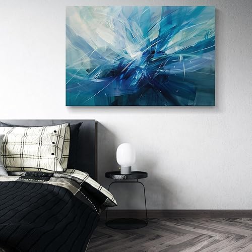 Miniatura 403 de Lienzo artístico para pared, pinturas de arte abstracto, fantasía azul, grafiti colorido sobre fondo blanco; decoración artística moderna para sala