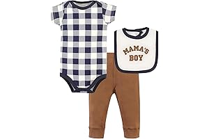 Unisex Baby Cotton Bodysuit, Pants and Bib Set - Essential Wardrobe for Little Ones