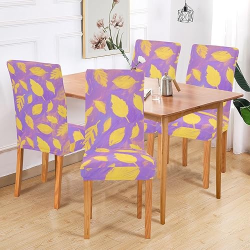 Miniatura 6 de Yellow Leaves Decorative Chair Cover for Dorm Desk Chair for Classroom Stools Washable Dining Chairs Covers protectores de sillas para comedor Set