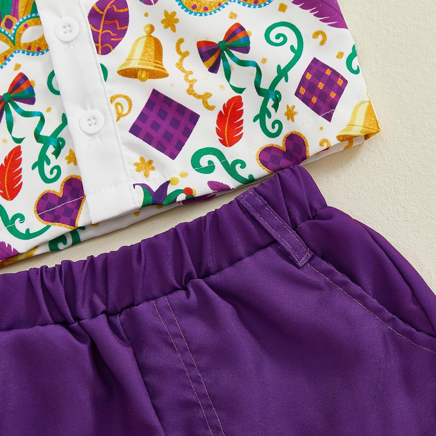 Purple Outfit For Kids Carnival Toddler Boy Clothes Short Sleeve Gentleman Bowtie Shirt And Shorts Suits Set - Image 6