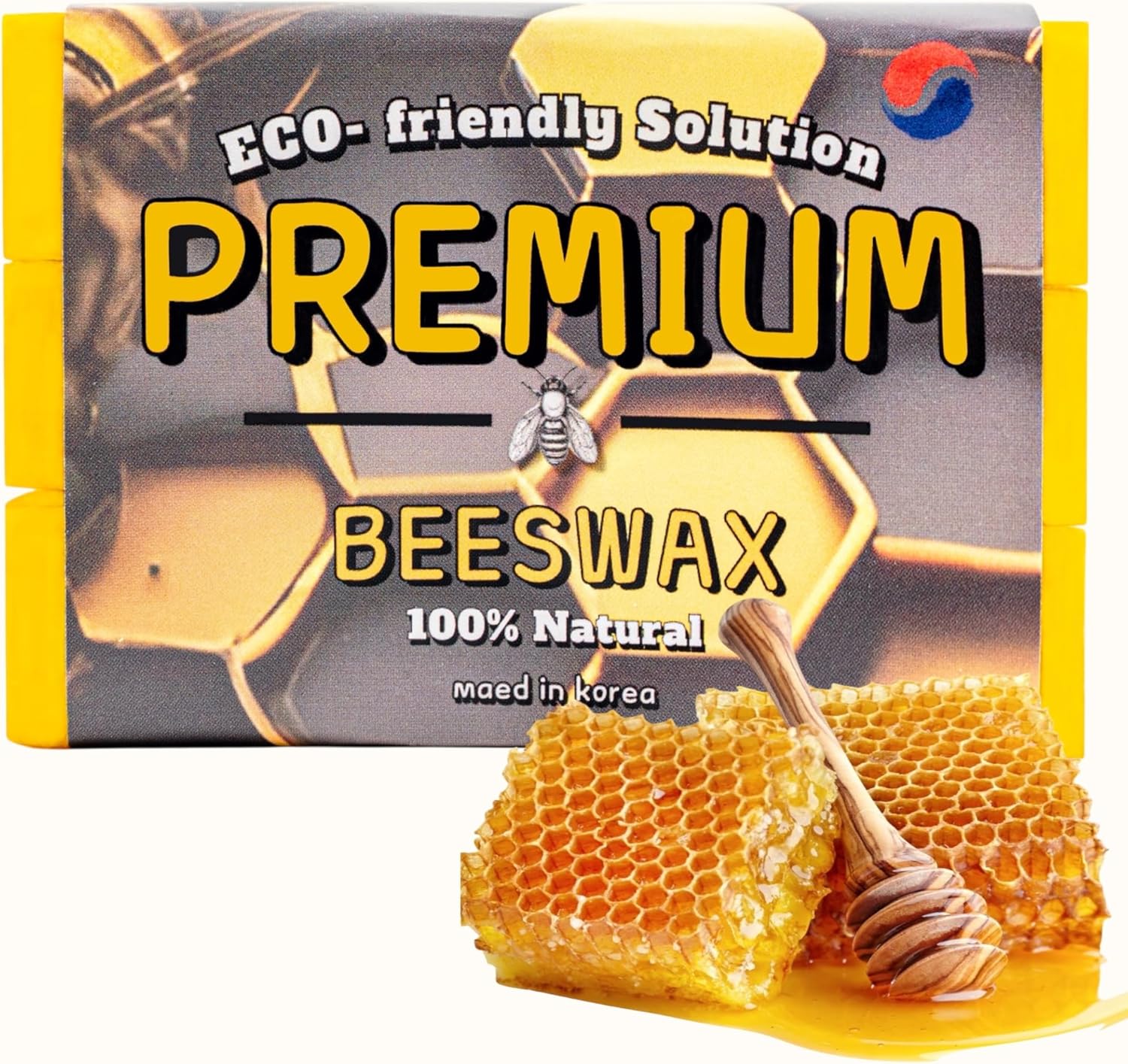 Korean Premium Beeswax | Ultra Clean, Triple Filtered, Honey Aroma | 1.1lb (6 Blocks, 1lb + 0.1lb Bonus) – for DIY Candles, Wraps, Skincare