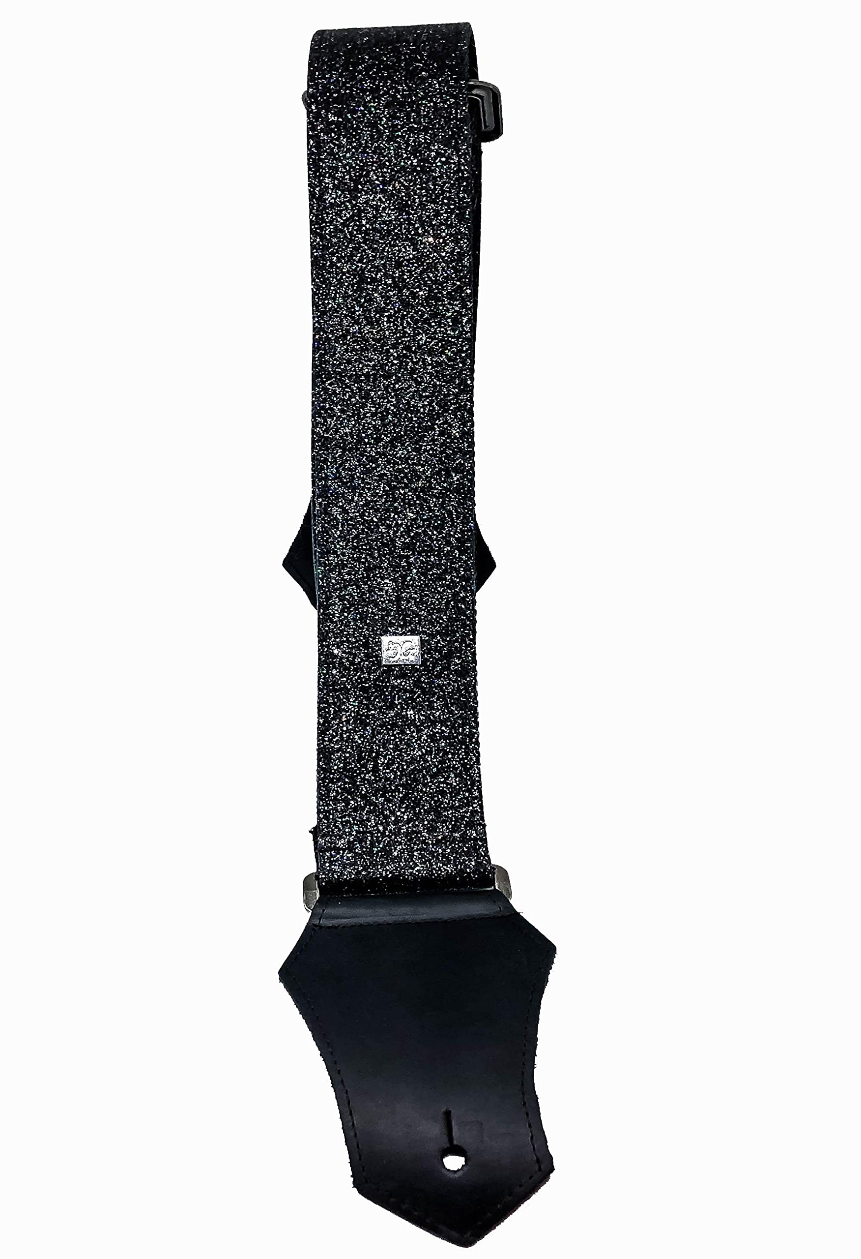 Get'M Get'M Sangle guitare - Gorgi Glitter Black Hologram 2” Guitar Strap