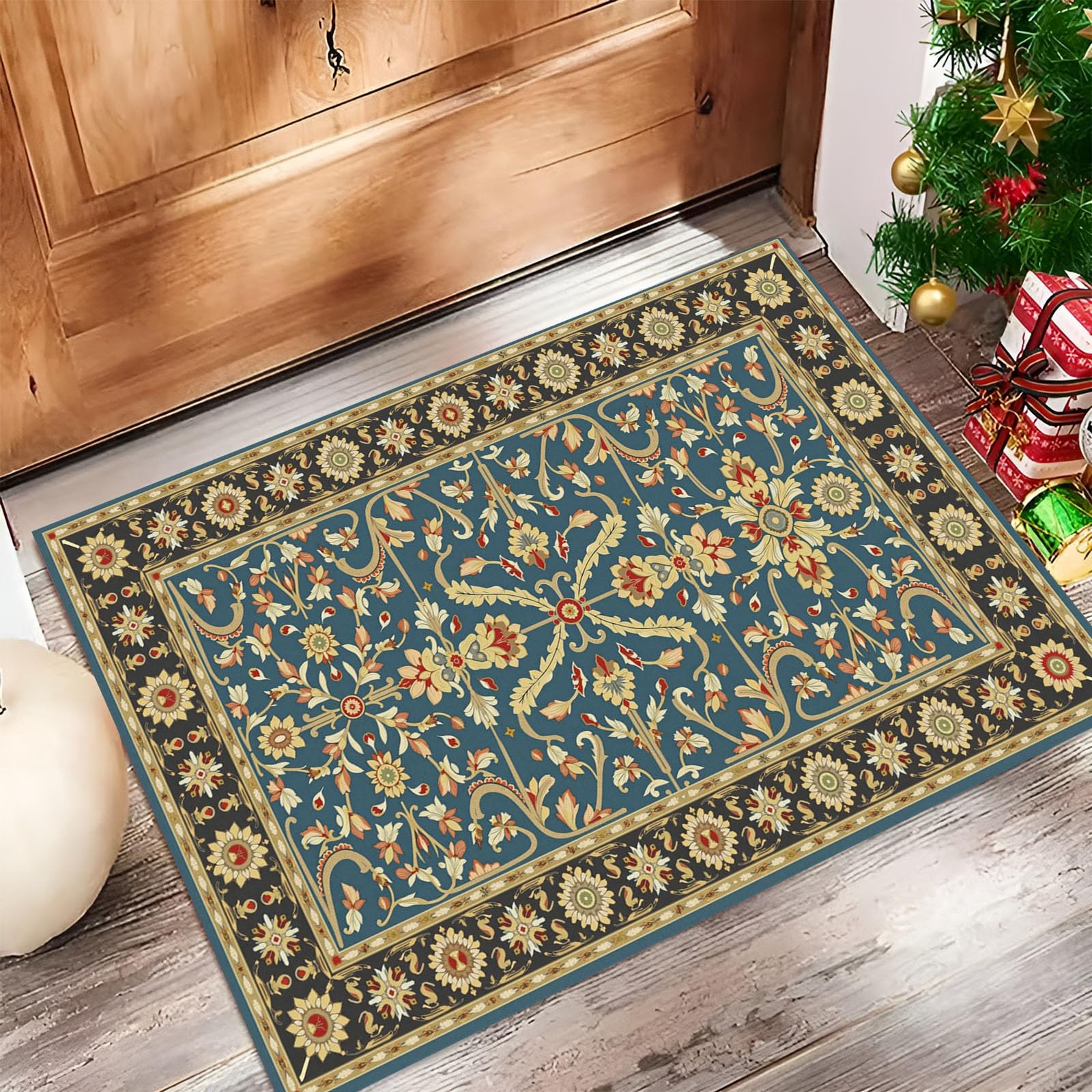 Paillasson ethnique beige pour entrée accueillante et propre 90x150 cm
