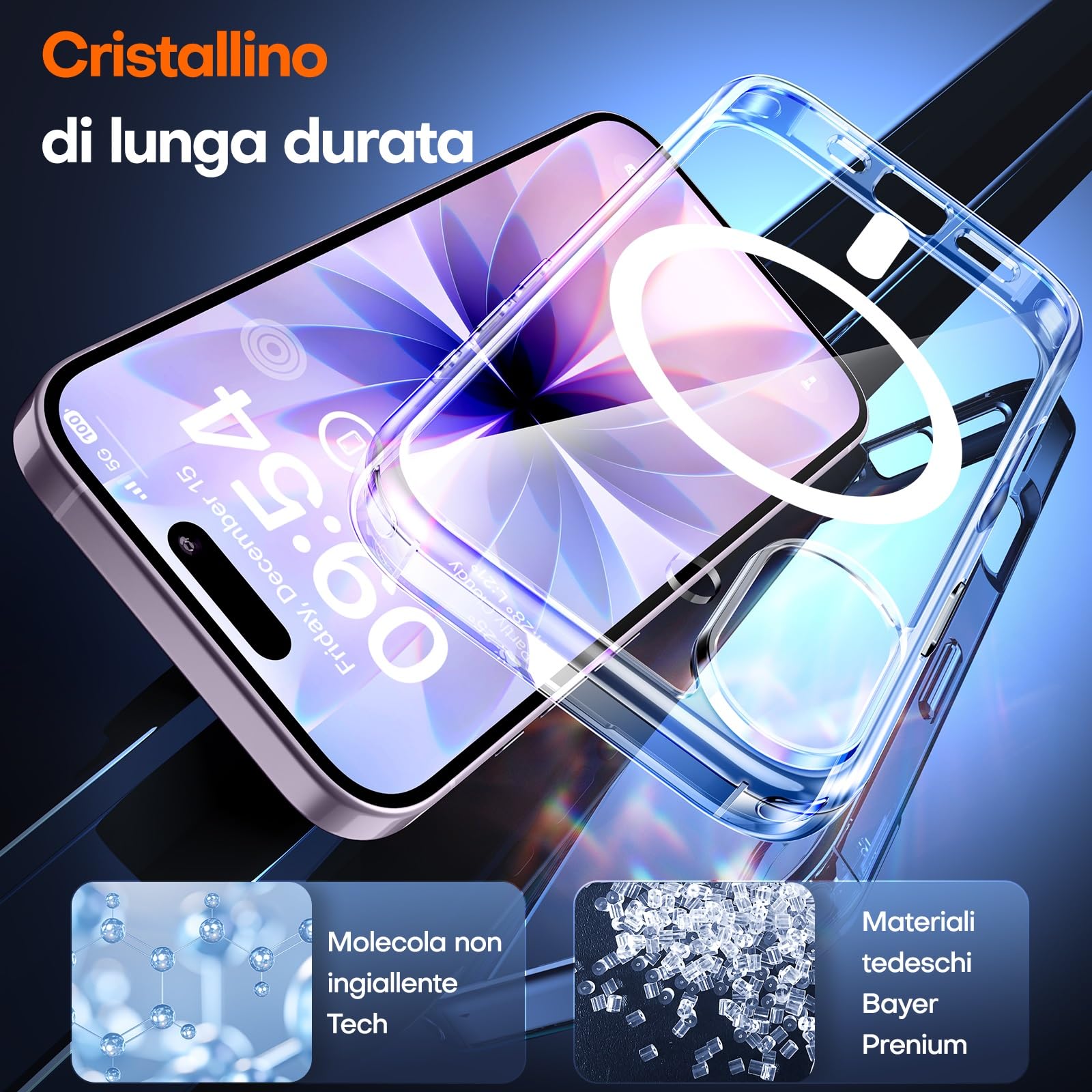 TAURI Cover per iPhone 17 con Pellicola in Vetro Temperato,[Compatibile con MagSafe] Magnetica Custodia per Sottile Anticaduta - Trasparente
