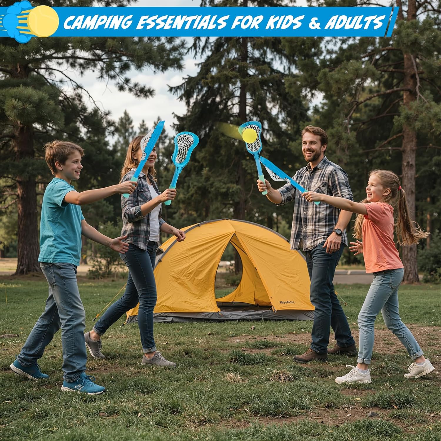 Foayex Adjustable Kids Lacrosse Stick Toddler Toys Outdoor Games for Pool Beach Yard, Mini Lacrosse Set Birthday Gifts for 3 4 5 6 7 8 Year Old Boys Girls, with Portable Mesh Bag for Travel Camping image 6 of 9 B0F6572T57