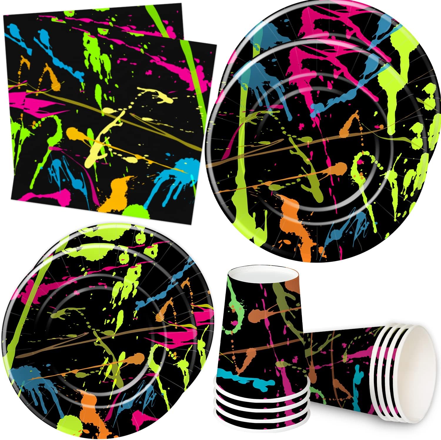 HIPVVILD Neon Party Decorations Tableware Neon Glow