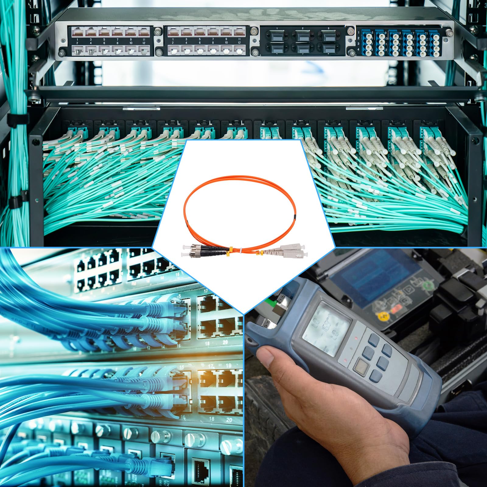 sourcing map 1 Metro 3.2 Ft Fibra Cable Parche Multimodo Dúplex Sc-st Om1 LSZH Fibra Cable Óptico Cordón Fibra Óptica Saltador Naranja para Equipos Mecánicos Conexión Red Transceptor 1uds