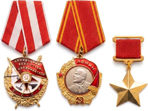 Hero of the Soviet Union, Red Banner Medal & Order of Lenin Medal Set USSR Historical Award Replica