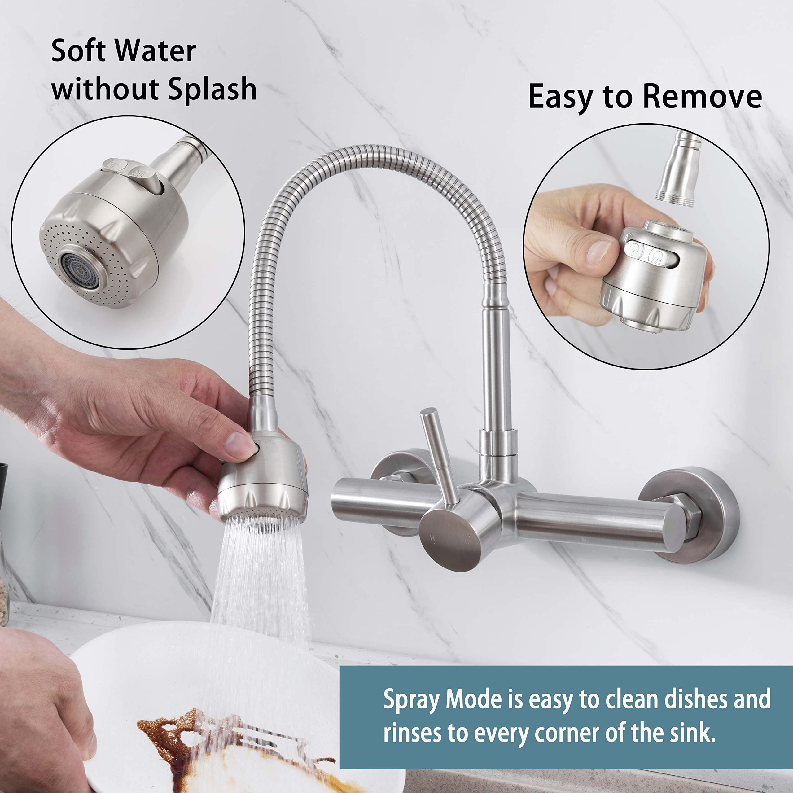 Amazon.co.jp: 壁取り付け式キッチン蛇口 フレキシブルホース