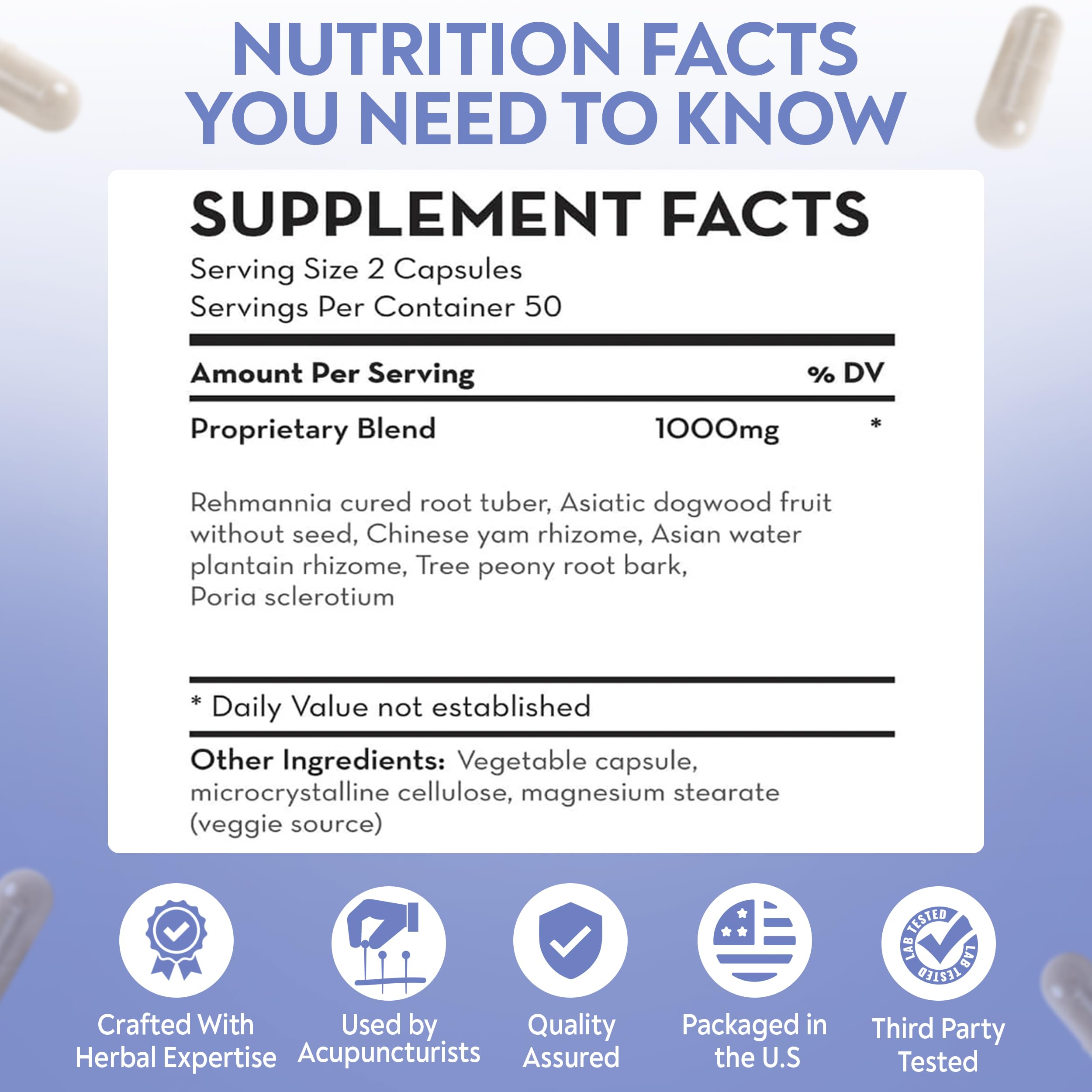 D’AO Labs Six Ingredient Pill with Rehmannia - Liu Wei Di Huang Wan - Herbal Capsules. 100 Capsules. — Amazon image 6