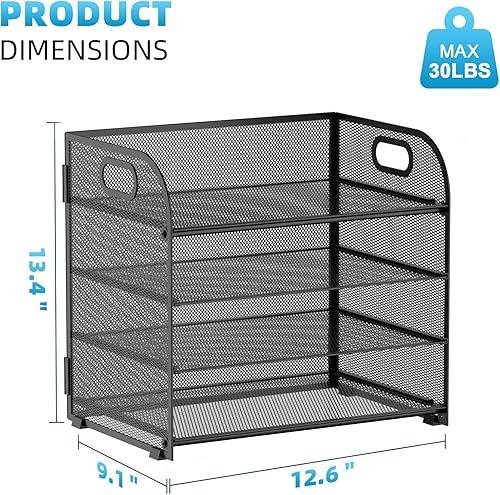 Miniatura 3 de Marbrasse Bandeja organizadora de escritorio de malla, organizador de bandeja de letras de 4 niveles con mano, bandejas de oficina, accesorios