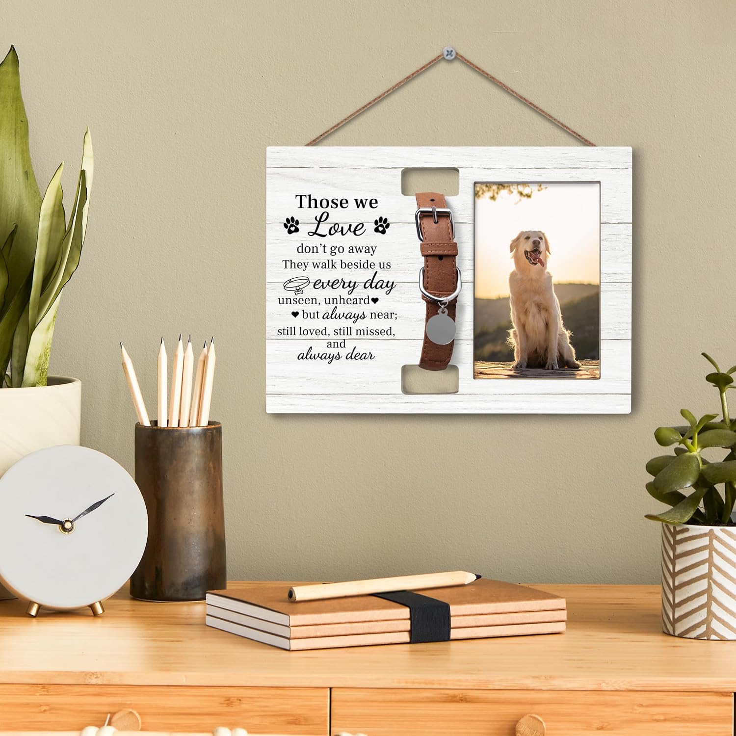 Pet Cat Dog Memorial Loss Sympathy Gifts for Loss of Dog, Cat Dog Pet Memorial Picture Frame with Collar Holder,Those We Love Don't Go Away Picture Photo Frames for Dogs that Passed,4x6 Photo image 2