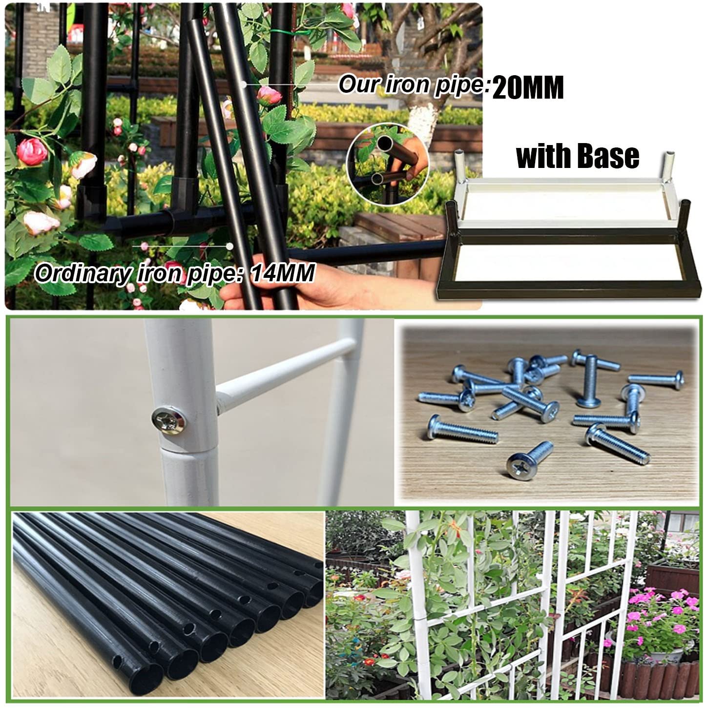 PRADICHI Gartenbogen 2,4m Schwarz - Metall Pergola Für Kletterpflanzen & Hochzeiten