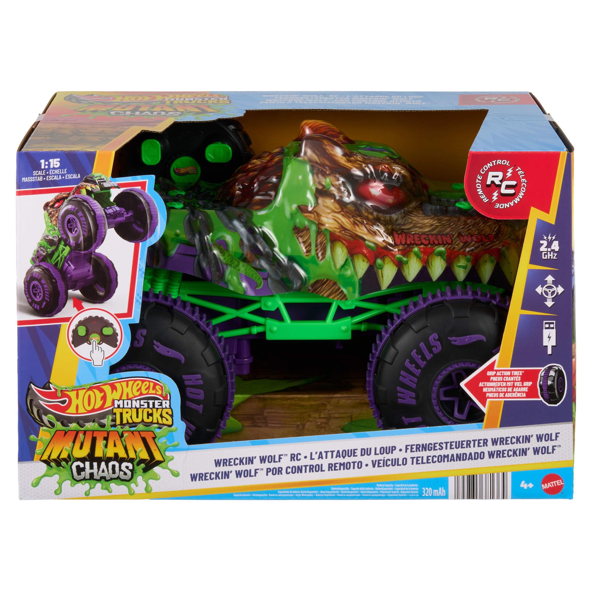 Hot Wheels Monster Trucks Mutant Chaos Wreckin’ Wolf Pojazd RC