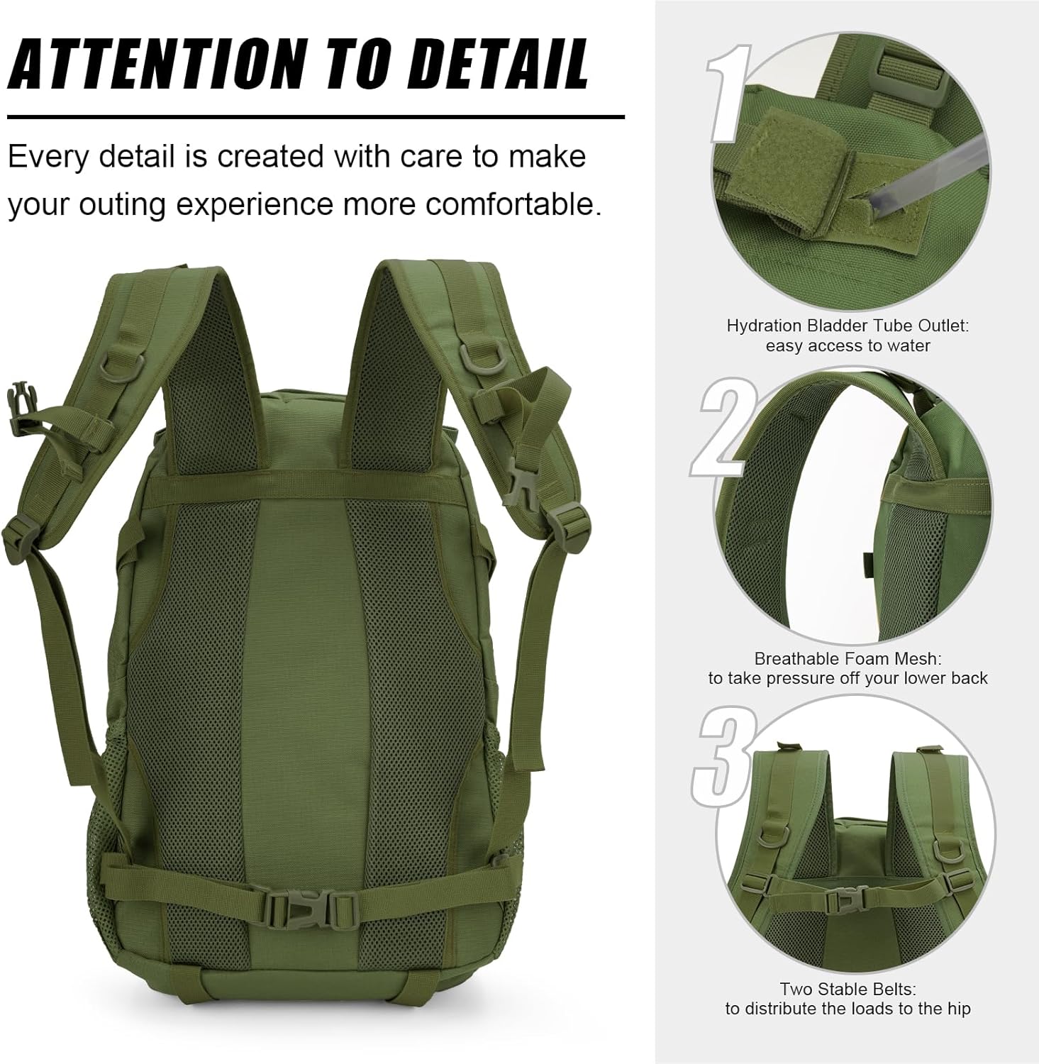 Jueachy Tactical Backpack for Men Hiking Day Pack Molle Military Rucksack Waterproof 30L EDC Bag with USA Flag Patch