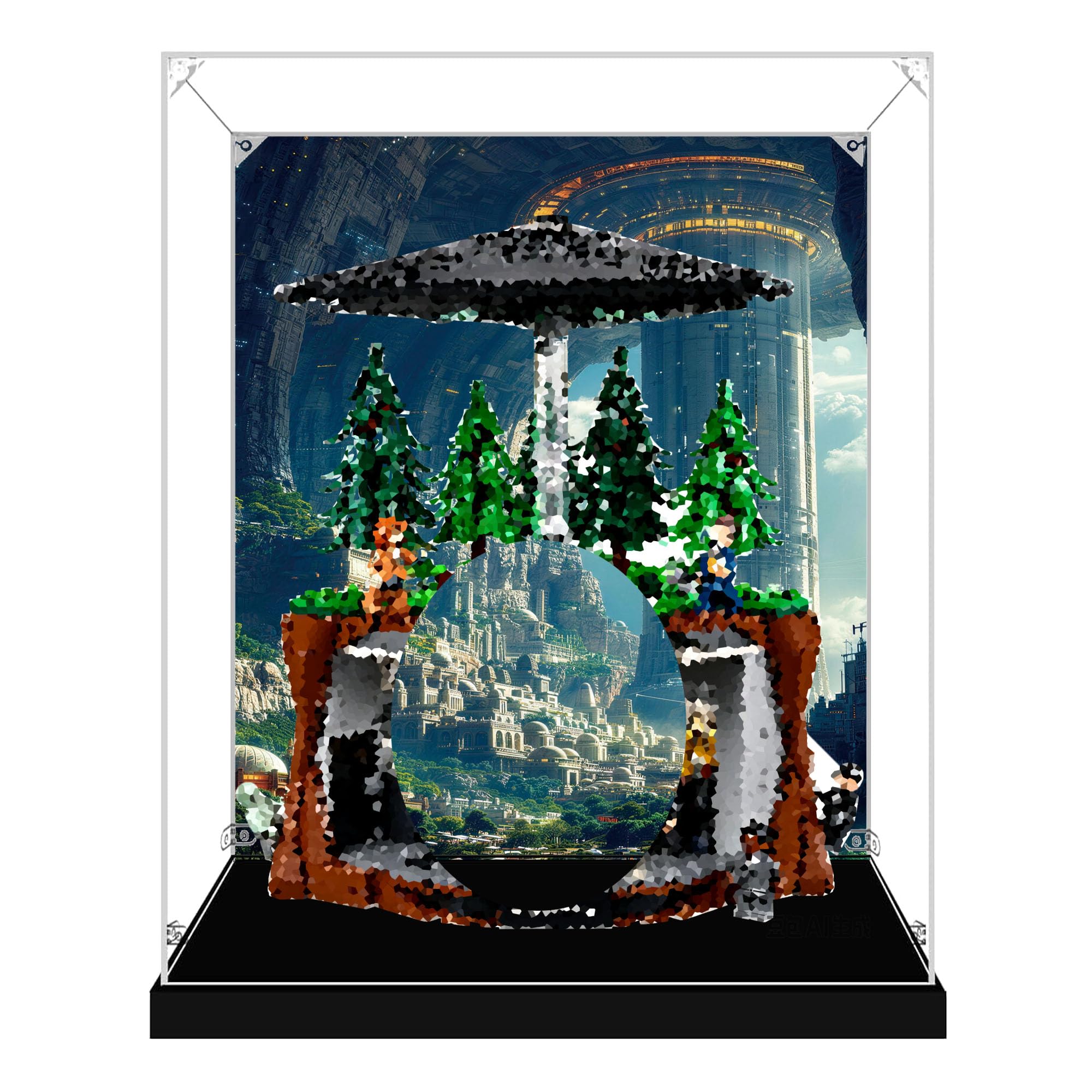 Acrylic Display Case for Le-go 21369 The X-Files Model (Back spray B)