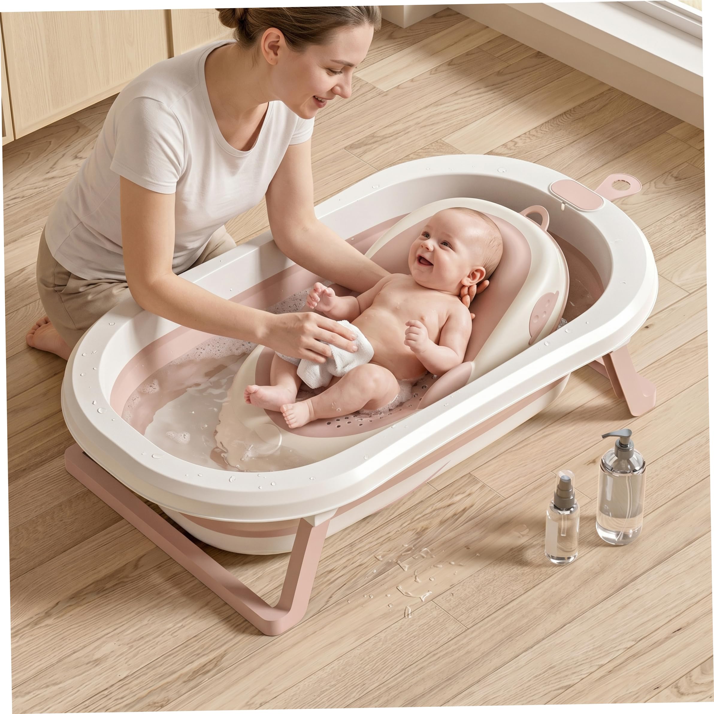 Vaschetta per il bagnetto | Supporto per il bagnetto, Sedile per pieghevole e appendibile con drenaggio Cuscino ergonomico per neonati adatto alla maggior parte delle vasche da bagno, Style-
