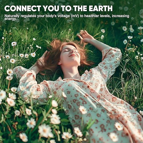 Miniatura 7 de AsmrCap Grounding Sheets King, 95% algodón orgánico + 5% fibra de plata pura, sábanas de tierra con cable de tierra, kit de conexión a tierra para