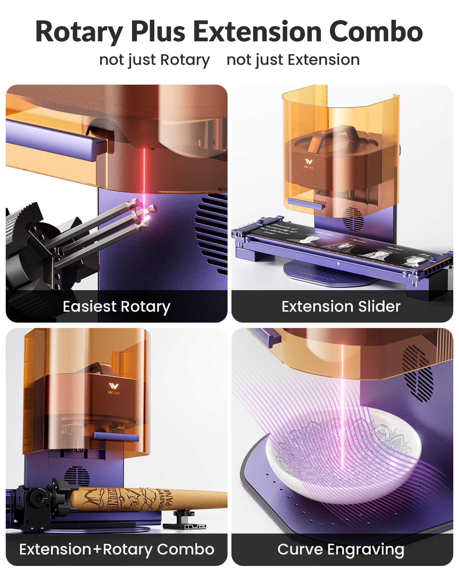 WECREAT Lumos - Incisore laser a diodo da 10 W + doppio laser IR da 3 W, velocità 4000 mm/s, incisione in metallo colorato, risoluzione 8K, incisione su superficie curva, messa a fuoco automatica