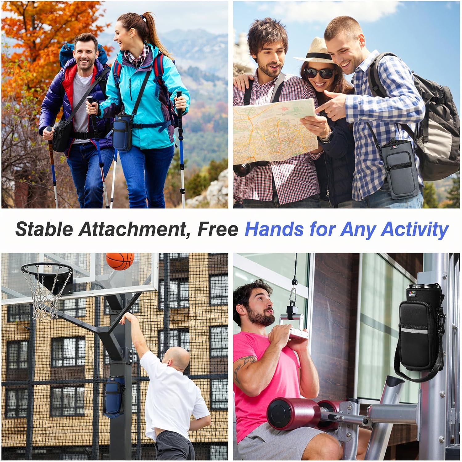 Nuovoware Water Bottle Carrier Bag,25oz/40oz/64oz Bottle Pouch Holder,Adjustable Shoulder Hand Strap 2 Pocket Sling Neoprene Sleeve Sports Accessories for Hiking Travelling Camping - Image 7