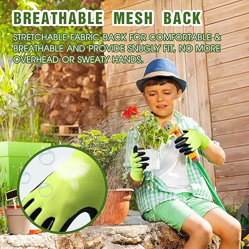 Miniatura 5 de 3 Pairs Kids Gardening Gloves for Age 2-13,Toddler Garden Gloves,Children Yard Work Gloves