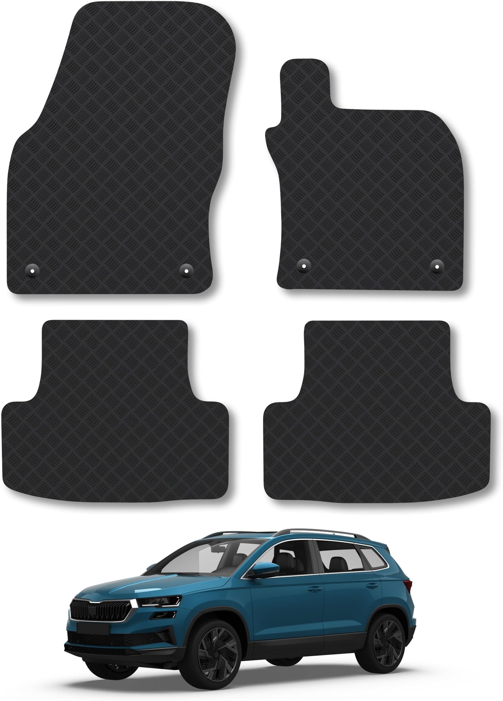 Skoda Karoq (2017+) 3mm Rubber Car Mats | Tailored Fit Durable Floor Mats Full Coverage Protection Waterproof Accessories Easy Clean Anti Slip Made in the UK