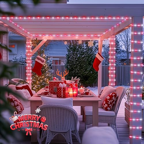 Miniatura 79 de JMEXSUSS Tira de luces de Navidad multicolor de 163 pies con 500 luces LED para exteriores, resistente al agua, alambre transparente, luces Varios