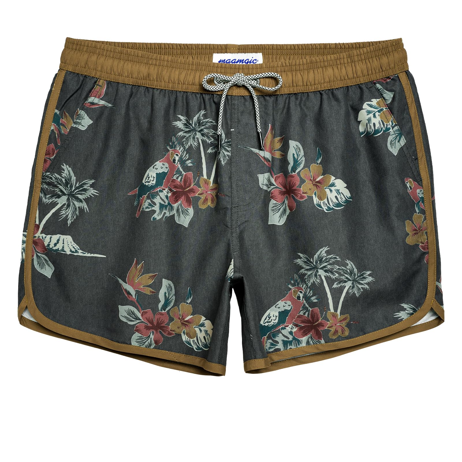 maamgic Mens Boys Short 80s 90s Vintage Swim Trunks with Mesh Lining Quick Dry Swim Suits Board Shorts