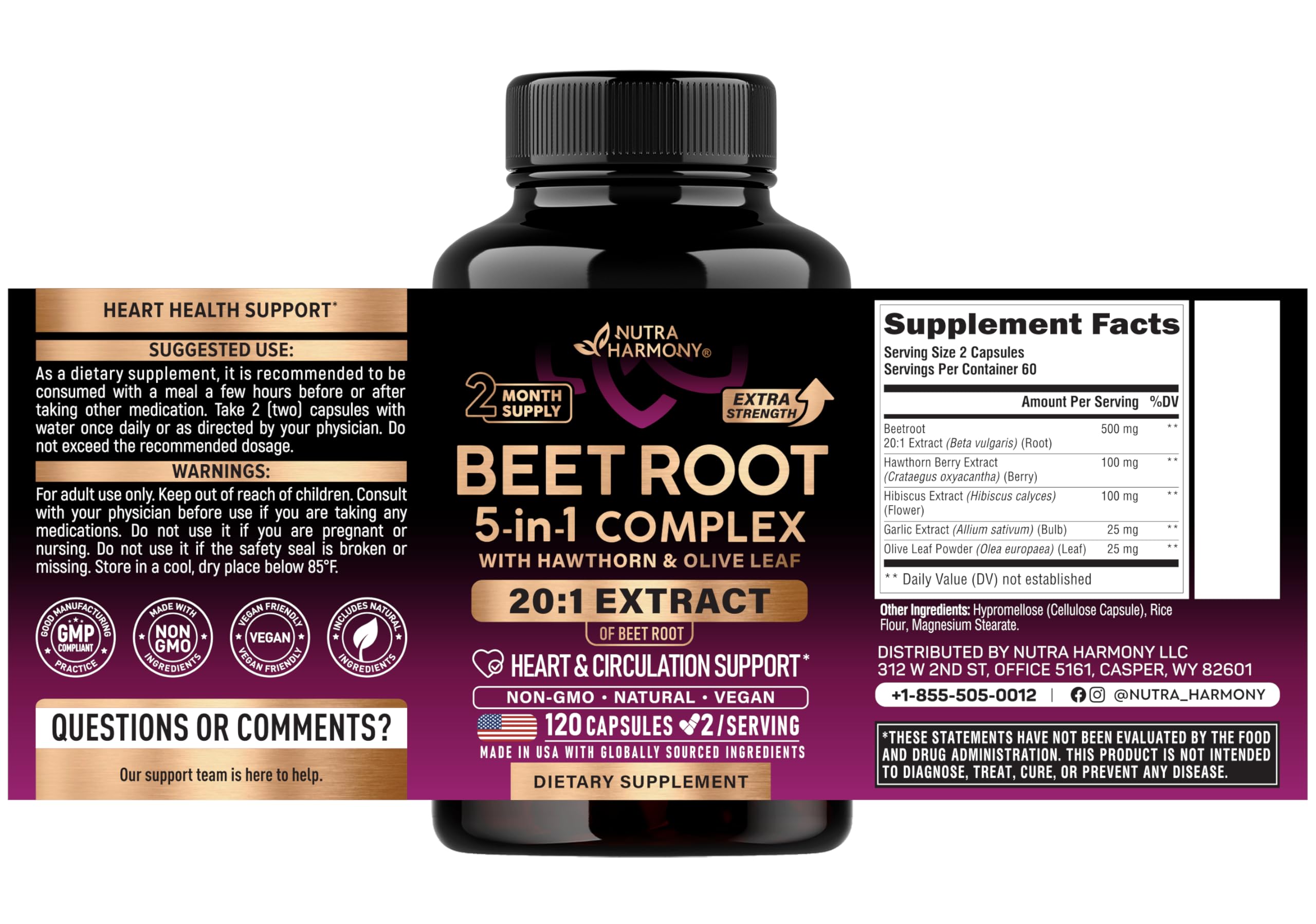 Beet Root Capsules - Healthy Blood Pressure Support Supplement** - 120 Caps — Amazon image 2