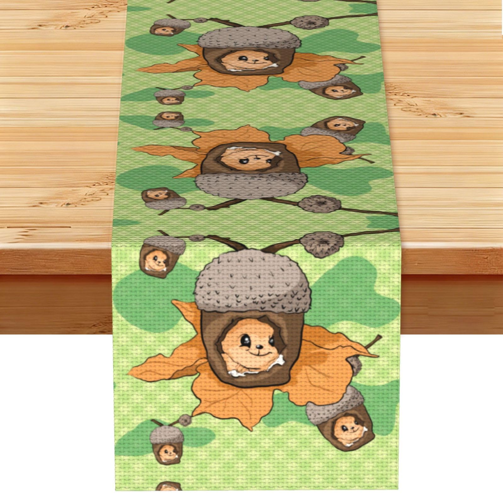 Cartoon squirrel Linen Feel Table Runner Wedding Party Home Decoration